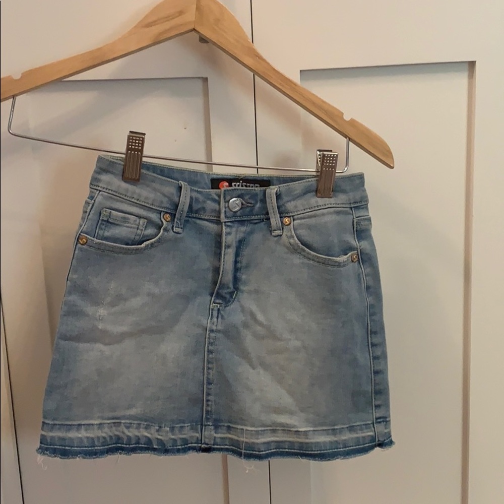 Blue stretchy jean skirt